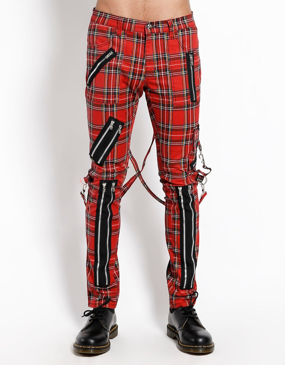 TRIPP NYC - CLASSIC SLIM LEG BONDAGE PANT RED PLAID