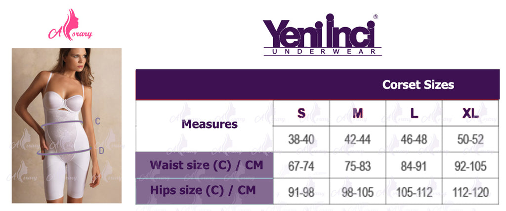 Yeni Inci Corset Size Chart