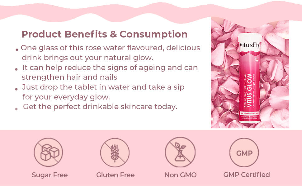 Product Benefits & Consumption One glass of this rose water flavoured, delicious drink brings out your natural glow.