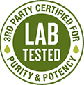 Badge that reads: 3rd Party Tested For Purity & Potency