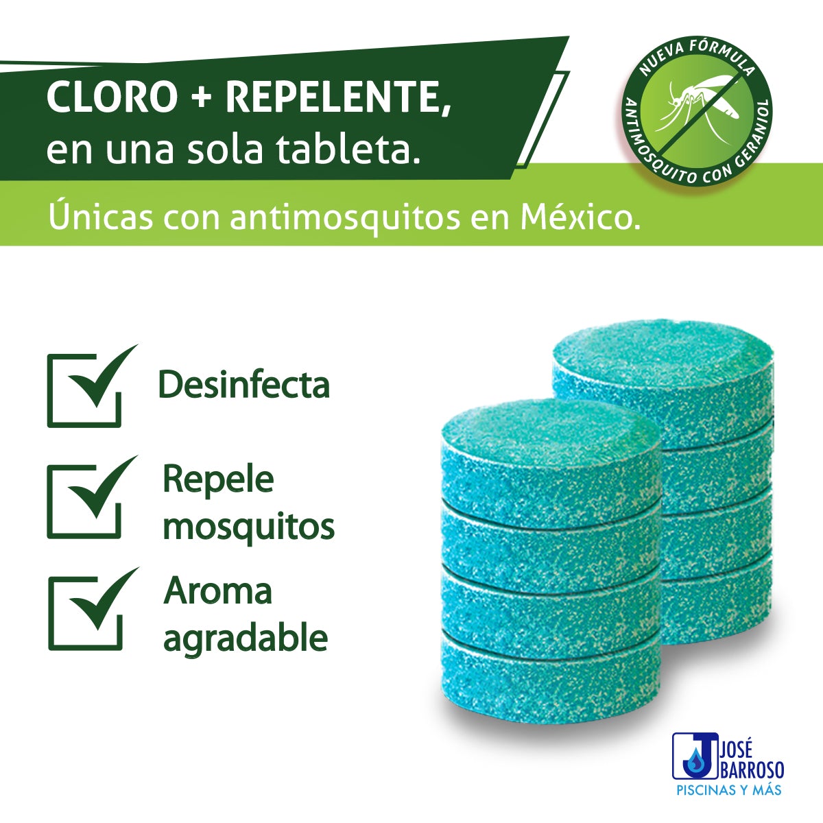 Tricloro pastillas para alberca 20kg + Formula Antimosquitos! – José Barroso