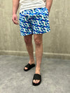 Blue Geometric Swim Shorts