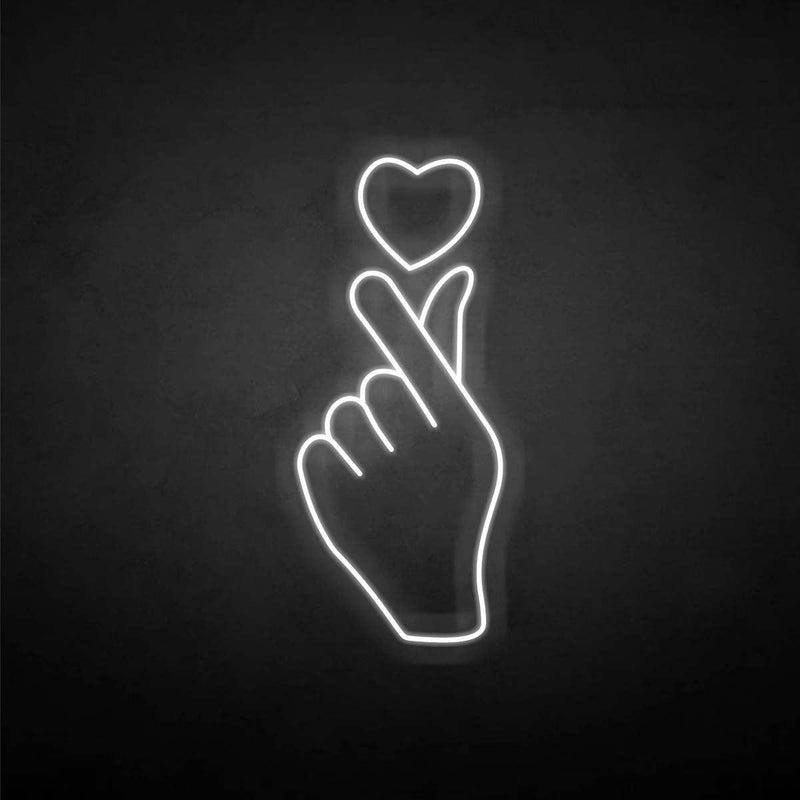 'finger heart' neon sign