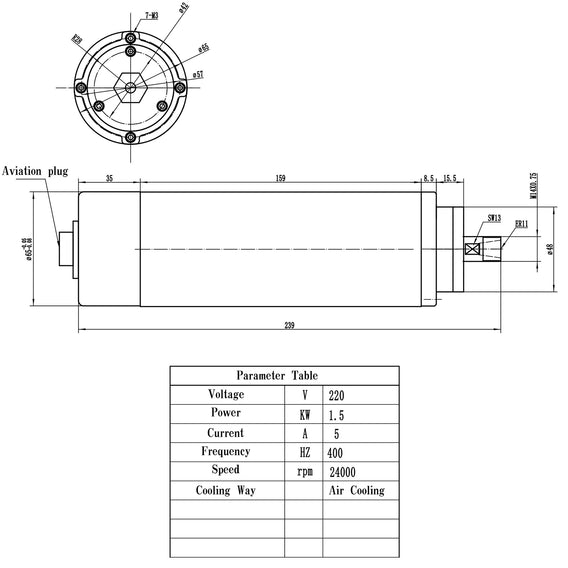 tete broche cnc 1.5kw ca chauffe