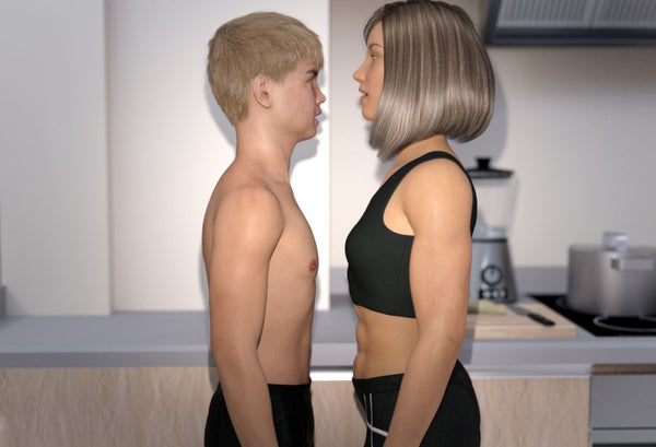 musclegirl taller than her brother