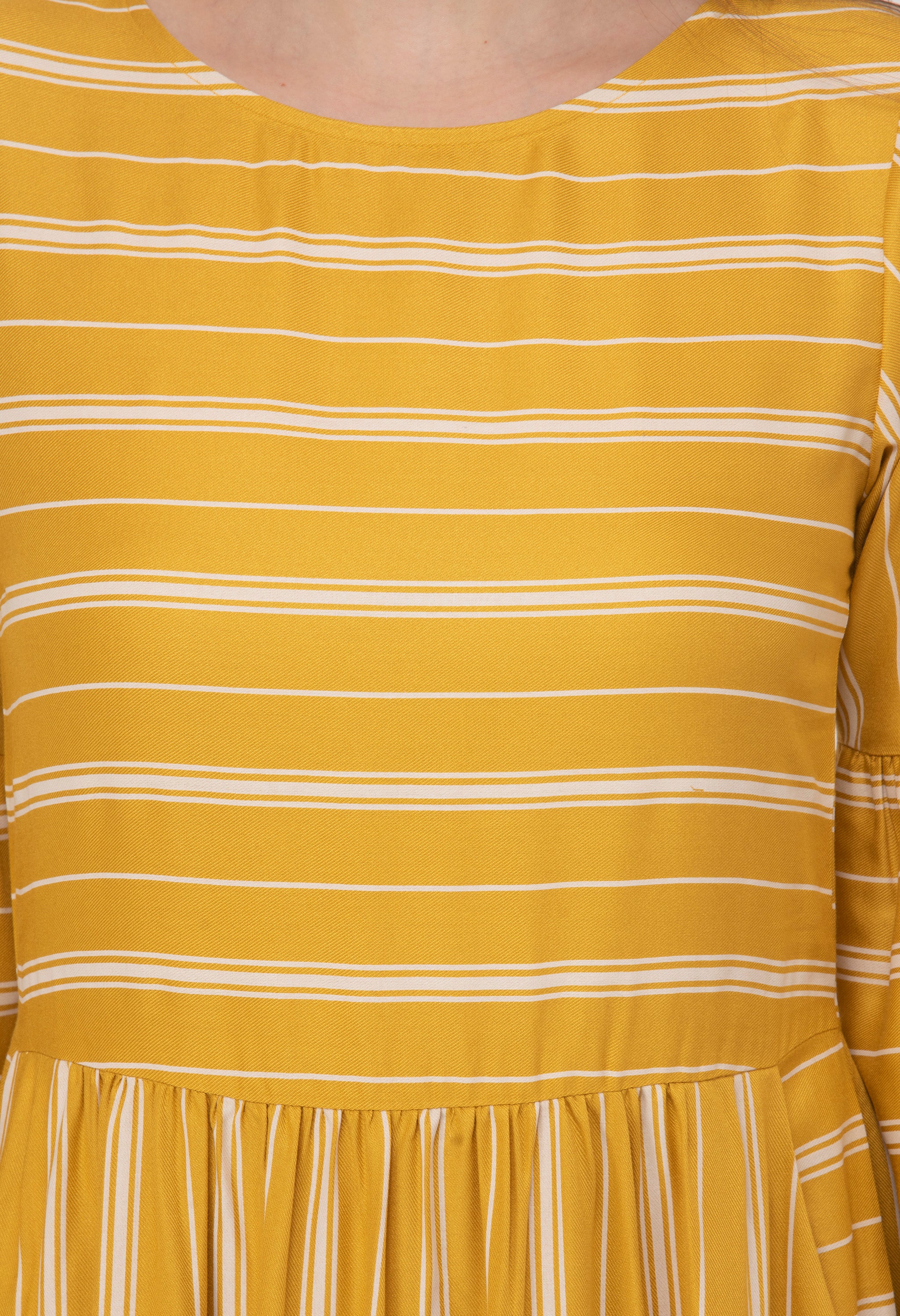 yellow and white striped maxi dress