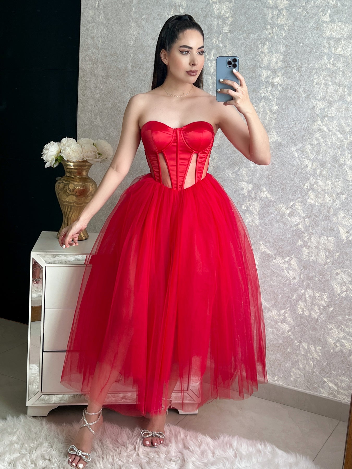 Vestido rojo de tul con – CielitoStoreMX