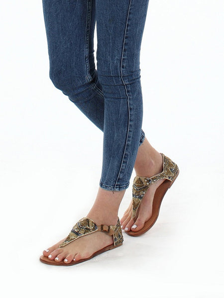 Aspiga - Hand Beaded Charlotte Leather Sandal | Ethical Collection London