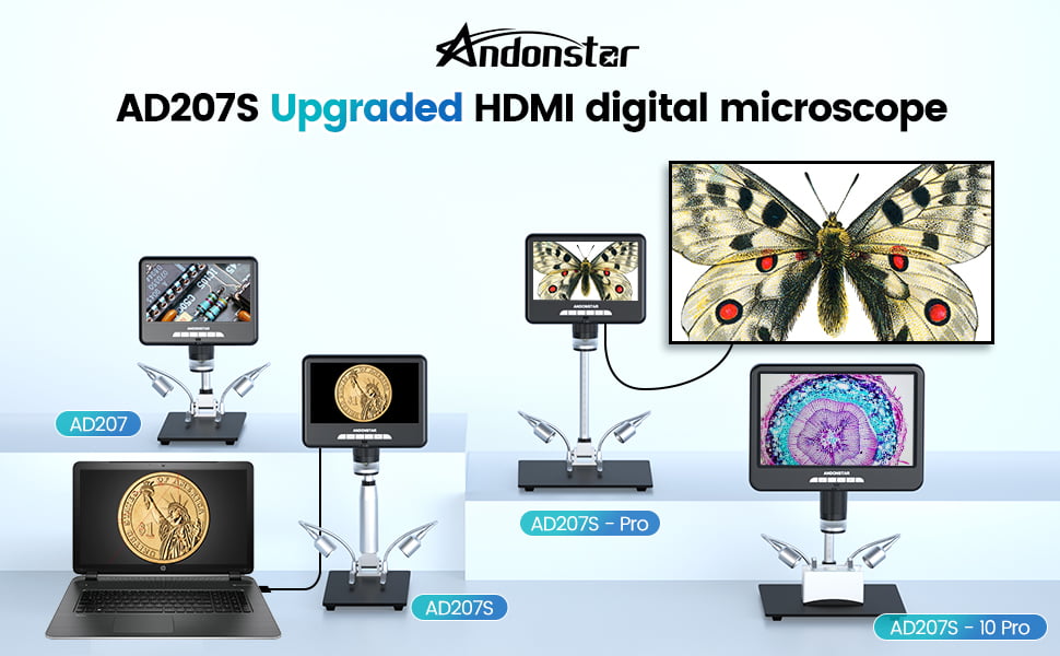 Ad207s 24m Microscope numérique Ad207s 3D Outil de soudure de microscope à  distance d'objet long pour téléphone / pcb / smd réparation avec rotation