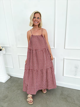 Do It In Love Red Gingham Maxi Dress