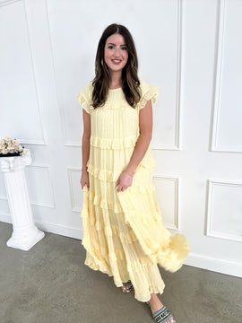 Happy Looks Good On You Yellow Ruffle Maxi Dress