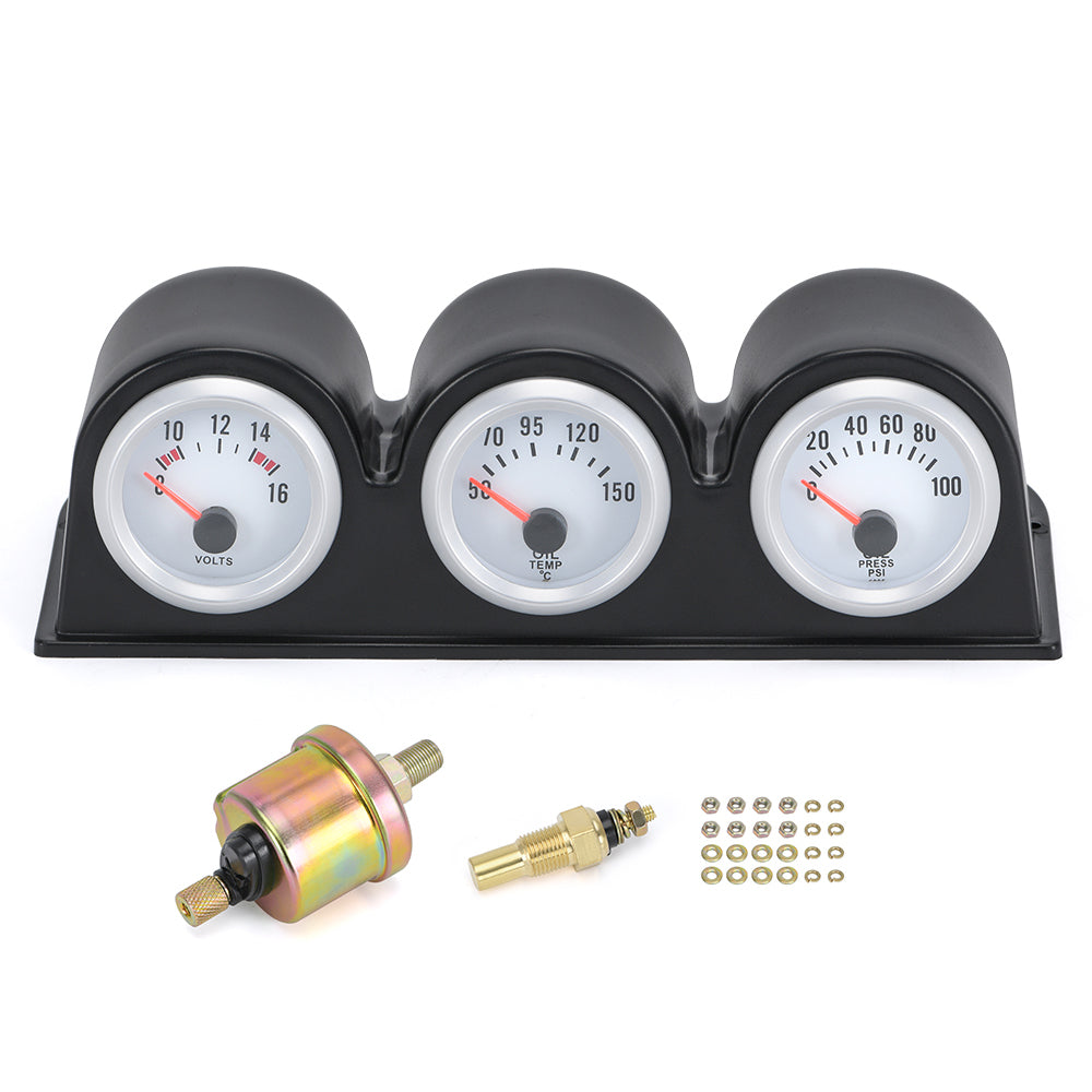 3 in 1 Car Triple Gauge with Blue/ Red Light Kit – PQYracing