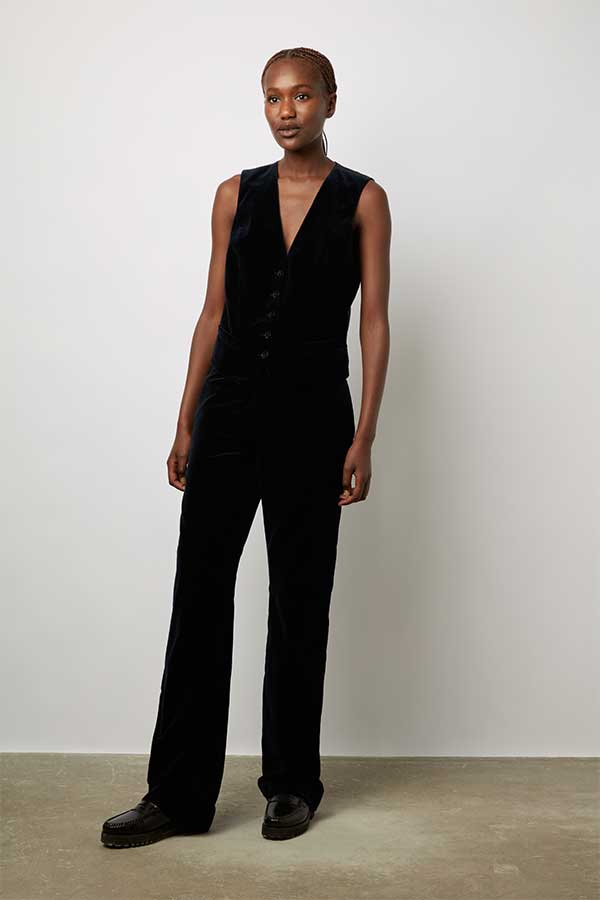 Velvet straight cut suit pants - ELEONIE