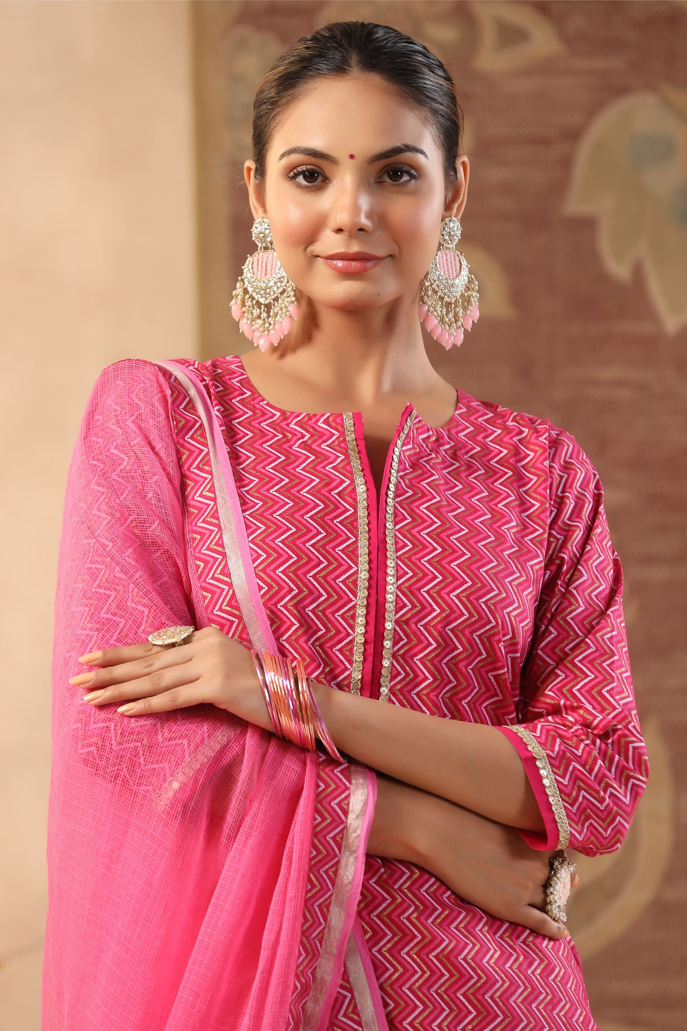 Buy Rani Pink Kurta Suit Sets for Women by Kimayra Online | Ajio.com