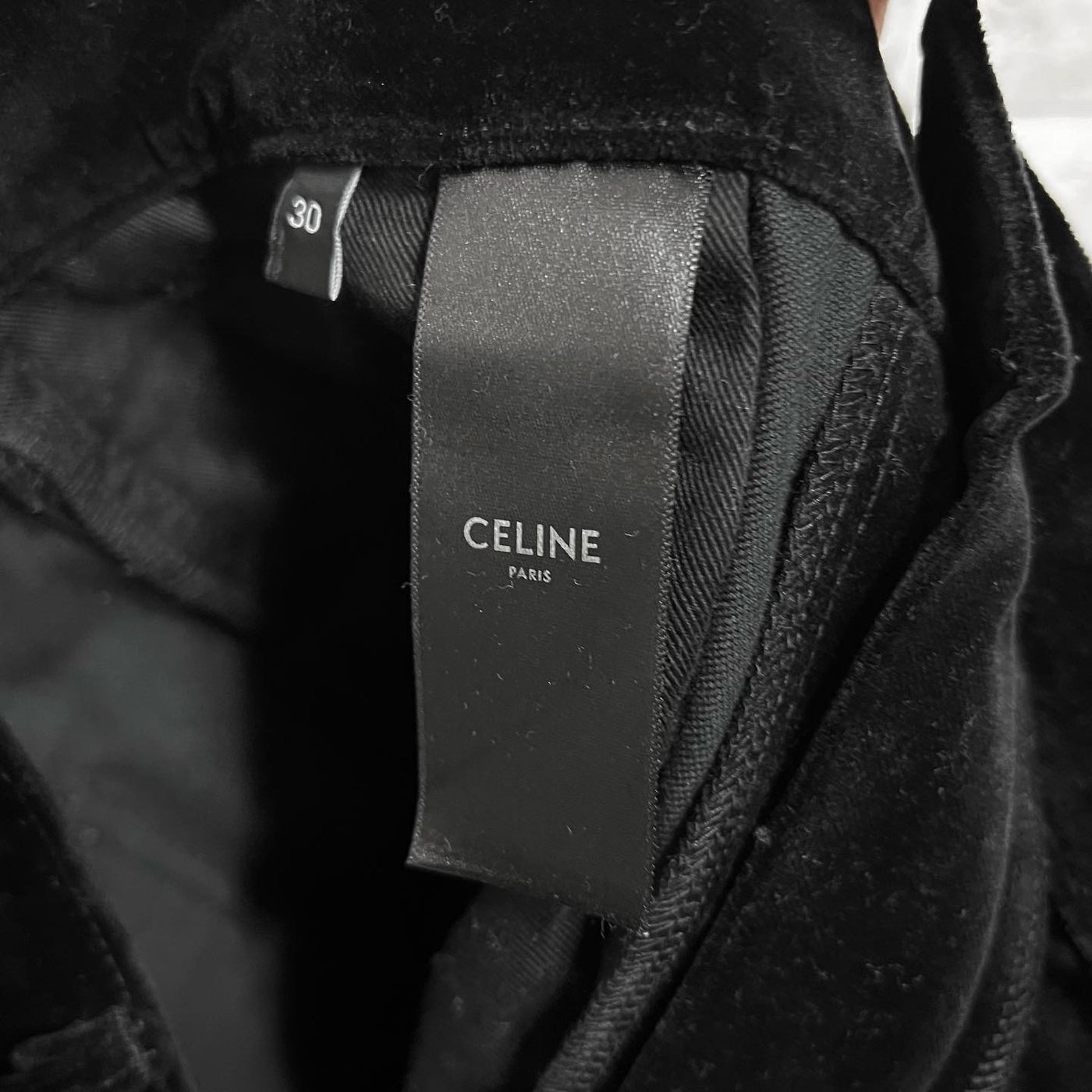 CELINE 20AW ベルベット DYLAN フレアパンツ マカダム金具