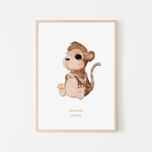 Watercolour Animals - Monkey - Pompom Prints