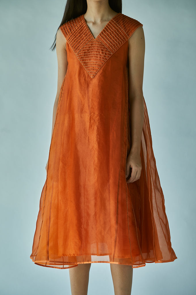 Rust Silk Organza Dress
