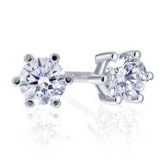 6-Claw Classic Solitaire Diamond Stud Earrings