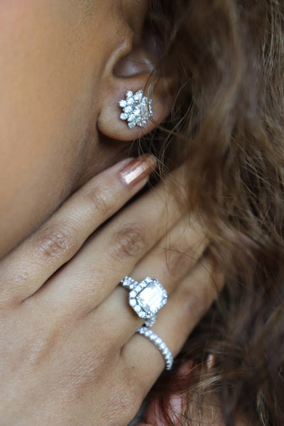 Cushion Cut Morganite and Diamond Halo Drop Earrings – Park City Jewelers
