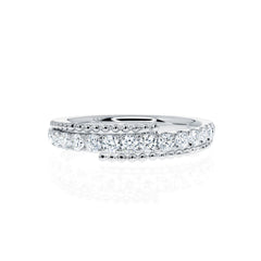 Pavé-Set Women’s Wedding Band with Milgrain Half-Rows