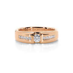Rose Gold Wedding Band With Floating Diamond & Channel-Set Shoulders