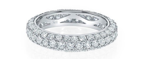 Full eternity medium 3-row pave set diamond band