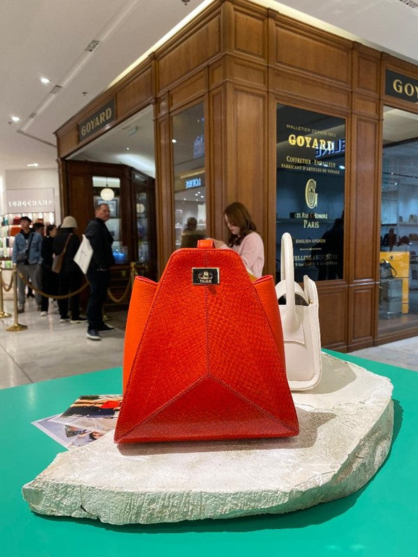 Thalie Paris recycled salmon leather at Printemps Haussmann