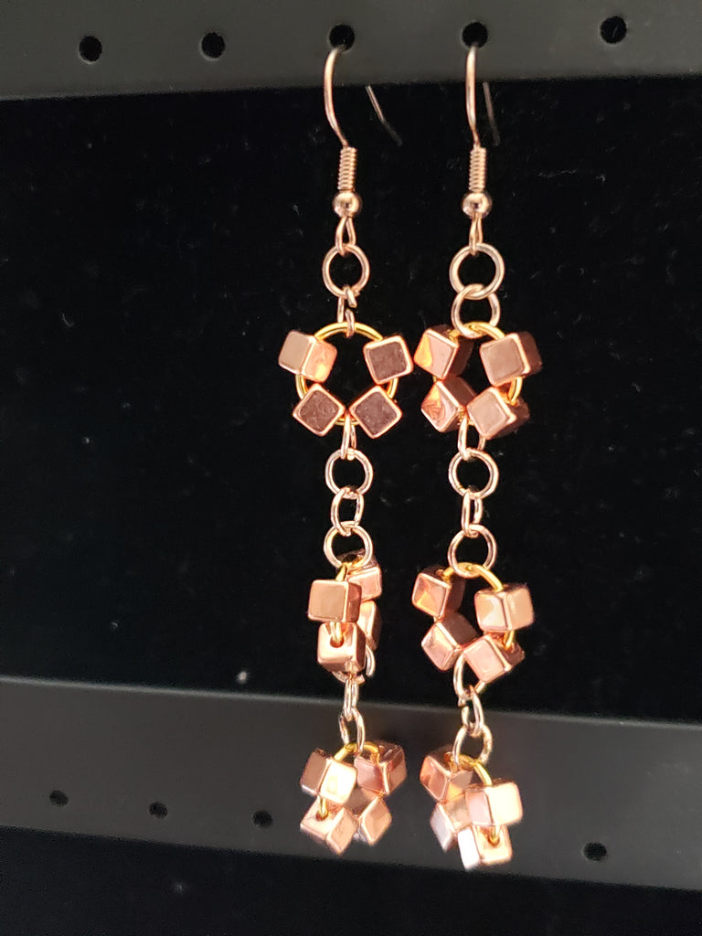 Steely Rose Gold Beads Earring