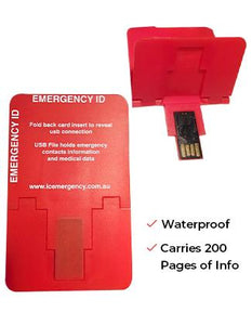Medical ID Credit Card Sized With USB (Single) - Emergency ...
