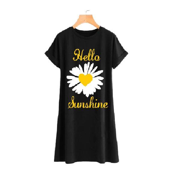 Hello Sunshine Print Long T-Shirt For Women