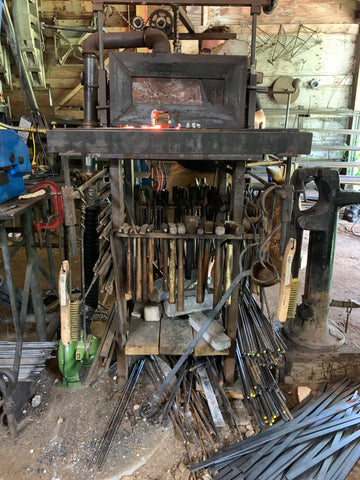 The homemade forge at Wicks Forge