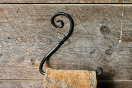 Forged Leaf Towel Hook - Iron Accents