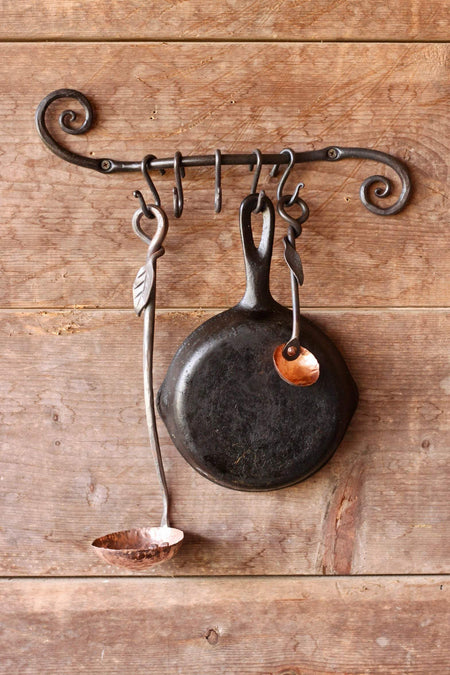 Hand Forged 36 Hammer Finish Pot Rack With Movable Hooks Sturdy Enough for Cast  Iron Display 