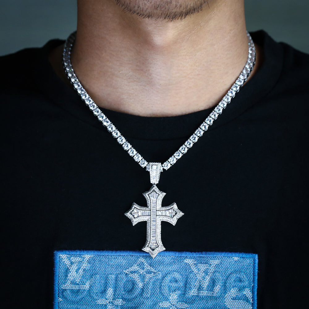 iced diamond cross necklace