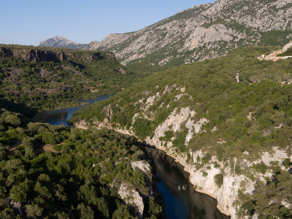 Ariel Photo of touring SUPs on a river