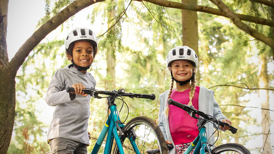 Kid's wearing Abus helmet