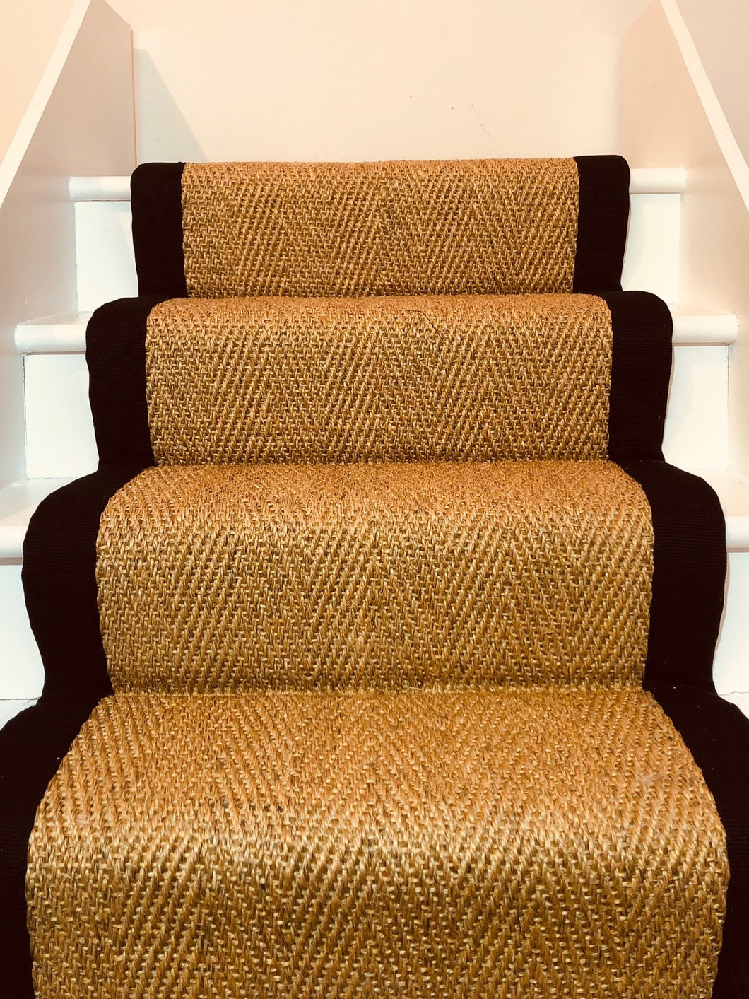 Sisal Herringbone Carpet Stair Runner With Black Border Tape FT Runners   IMG 5674 530x@2x 