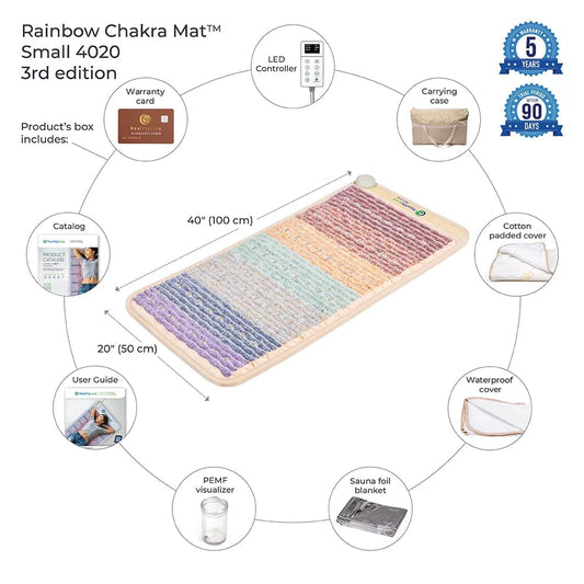 Healthy Line Massage Stone Warmers "Rainbow Chakra Mat™ Small 4020 Firm - Photon PEMF Inframat Pro® 3rd Edition"