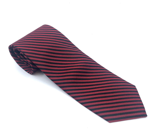 R. Hanauer Men's Necktie Red and Black Sherman Stripe Necktie