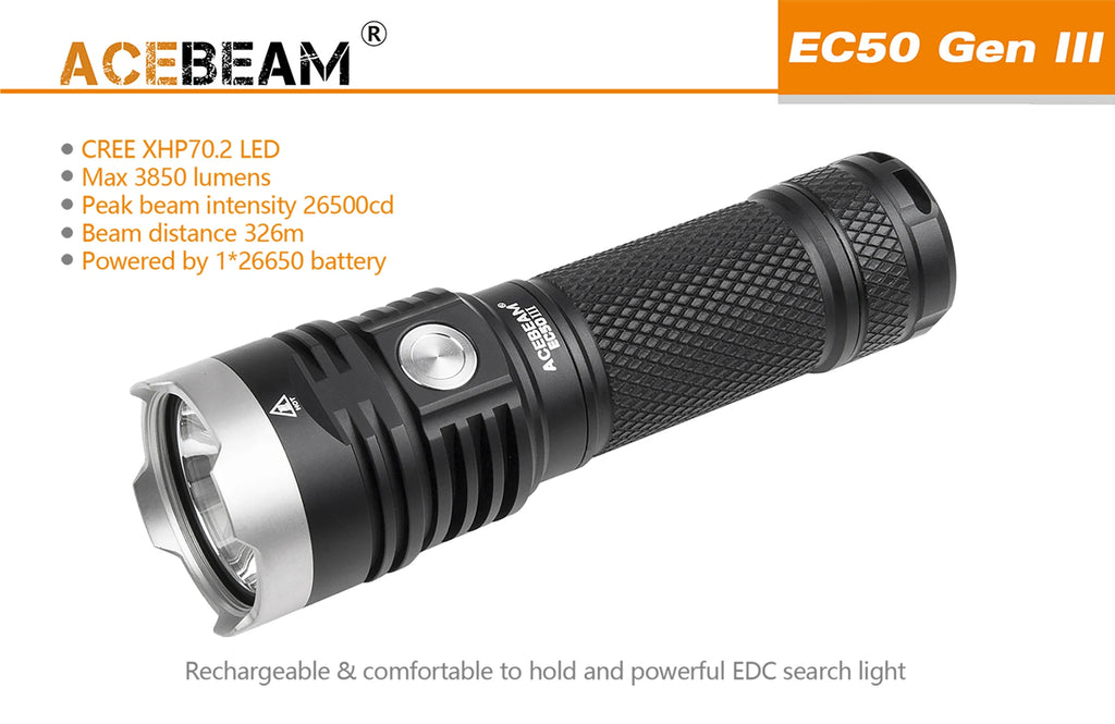 Acebeam EC50 GEN Ⅲ ACEBEAM EC50 Rechargeable Flashlight with CREE XHP70 6000K