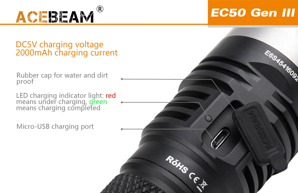 Acebeam EC50 GEN Ⅲ ACEBEAM EC50 Rechargeable Flashlight with CREE XHP70 6000K