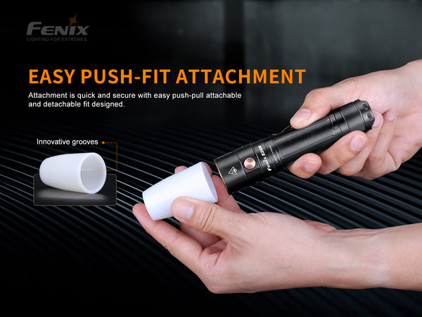 Fenix A0D S V2.0 mini diffuser tip with easy push attachment.