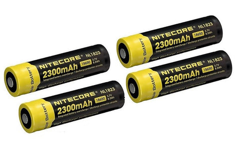 4 x Nitecore NL1823 2300 mAh 18650 lithium batteries