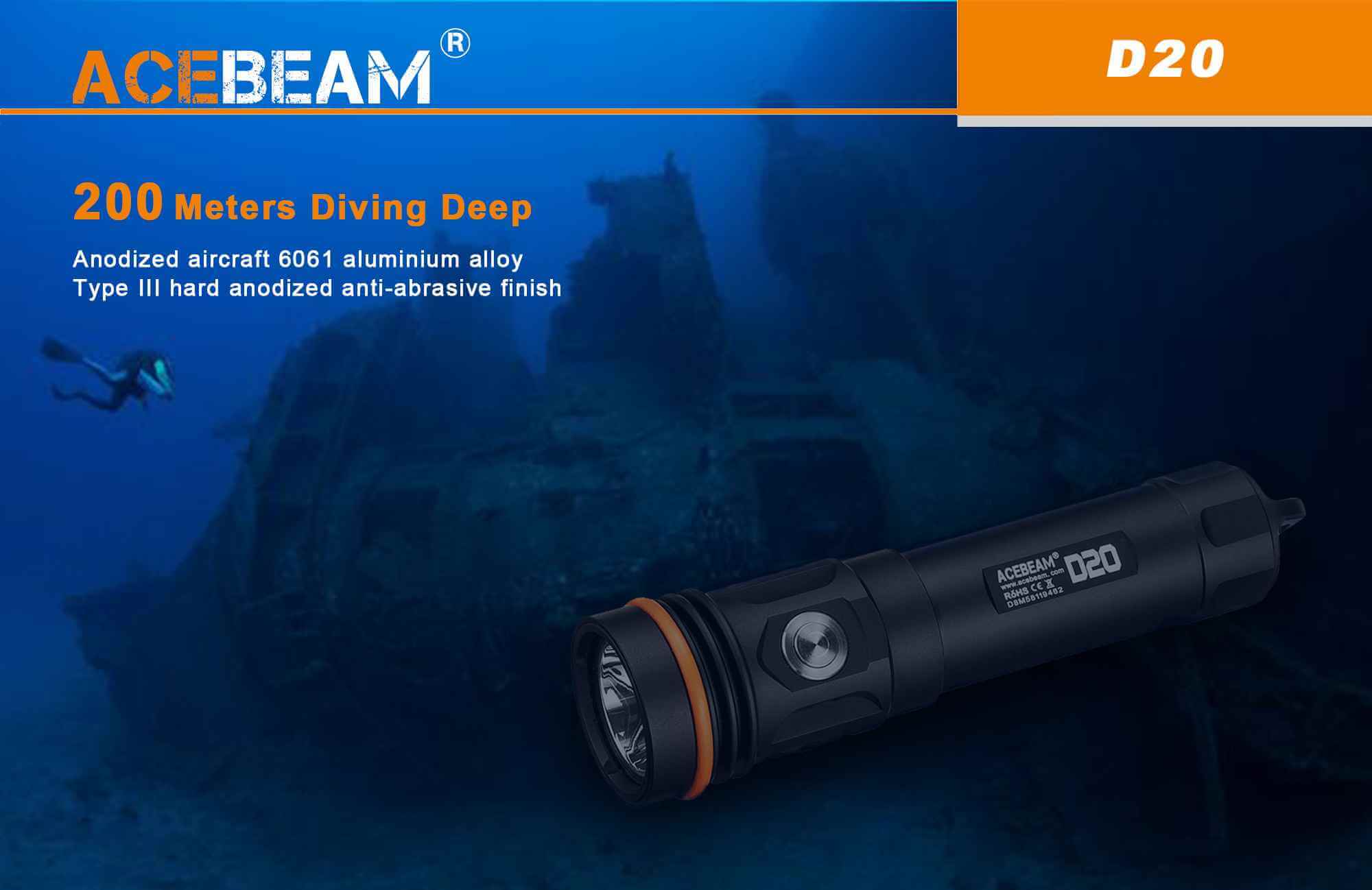 Diving light showcase - Acebeam D20