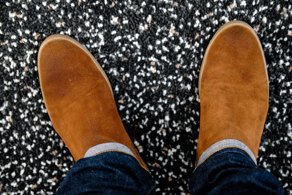 freshly oiled suede boots