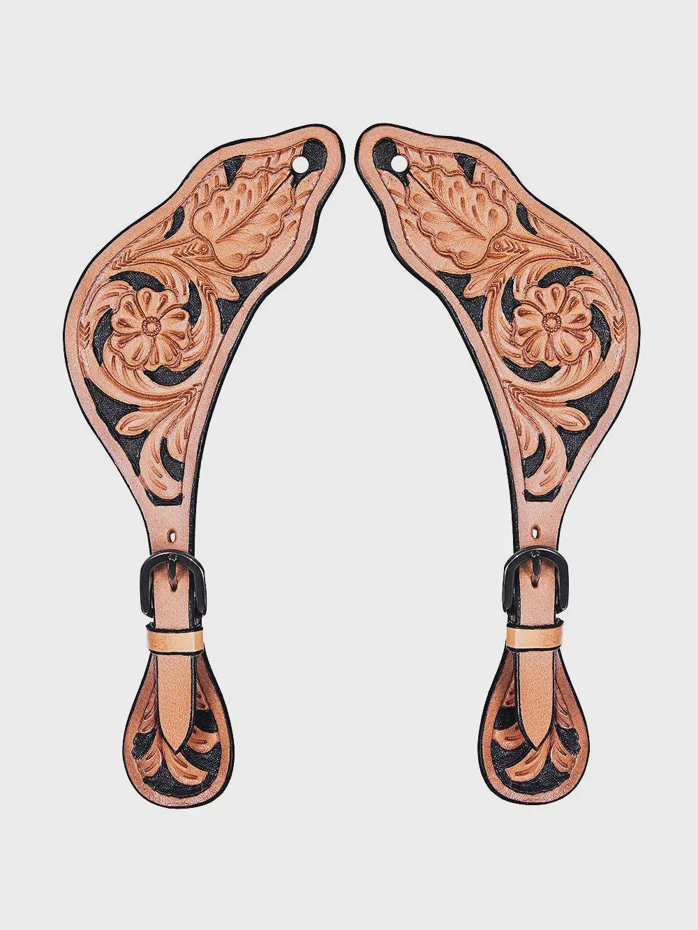 Picture of Western Oak Hand Tooled Spur Straps