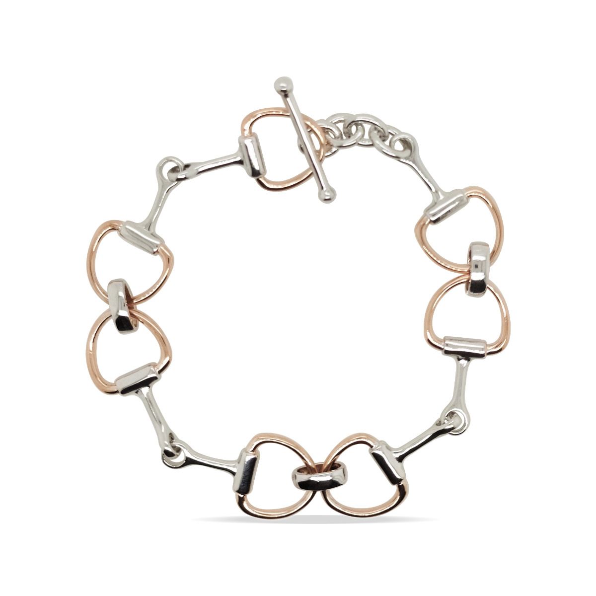 Picture of Rose Gold and Sterling Silver Snaffle Link Bracelet