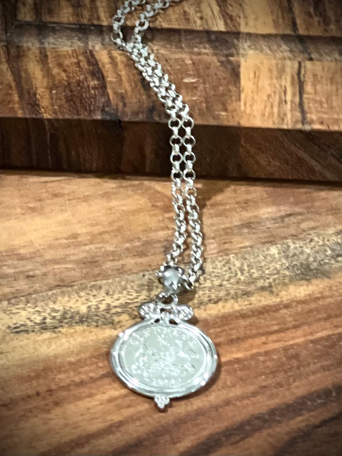 Picture of Sterling Silver Sixpence Coin Belcher Necklace