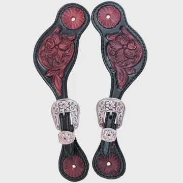 Picture of Hand Tooled Red/Black Western Spur Straps