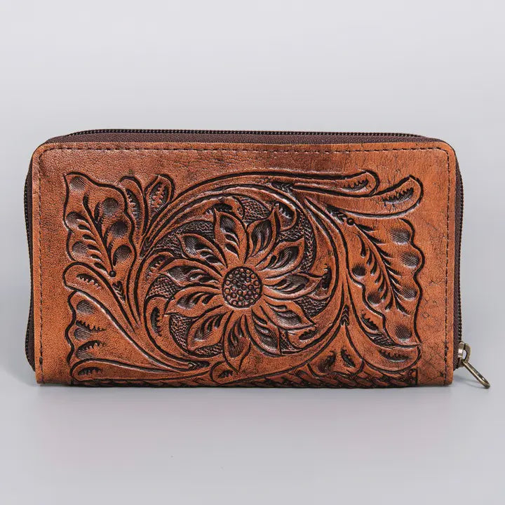 Picture of Hand Tooled Brown Leather Purse